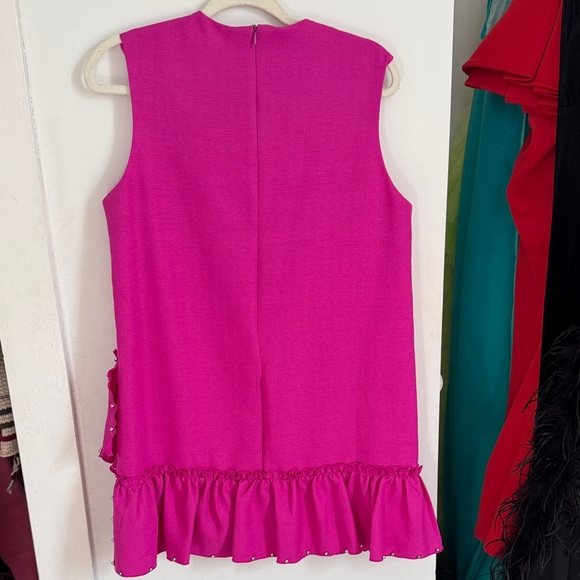 Glam Vibrant Pink Sleeveless Dress with Ruffle - Picture 2 of 2